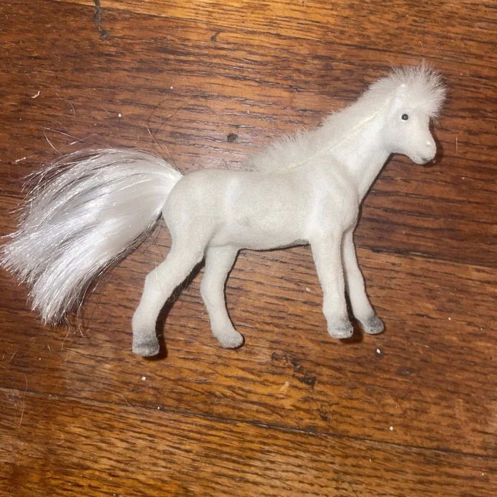 Vintage Lot 7 Toy Velvet Flocked Coated Horses‎ Ponies Figures 3
